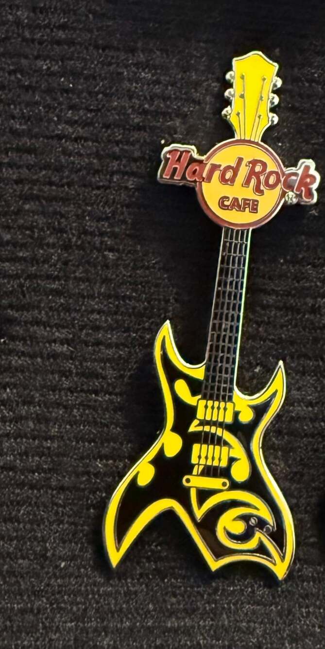 Hard Rock Cafe Guitar Pin Yellow Black